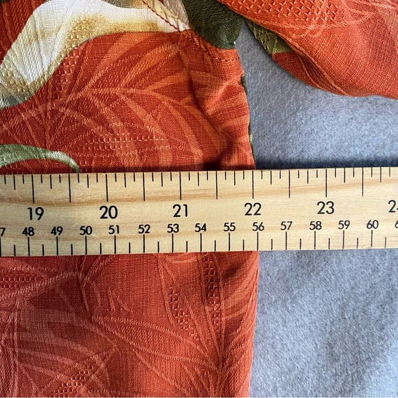 Tommy Bahama Hawaiian 100% Silk Shirt Burnt Orange & Floral Print Men’s Medium - Picture 10 of 11